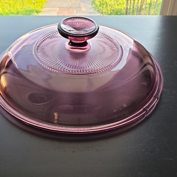 Vintage Pyrex/Corning #27/V2/5Cup Cranberry Purple Glass Cookware Lid Only - Picture 2 of 14